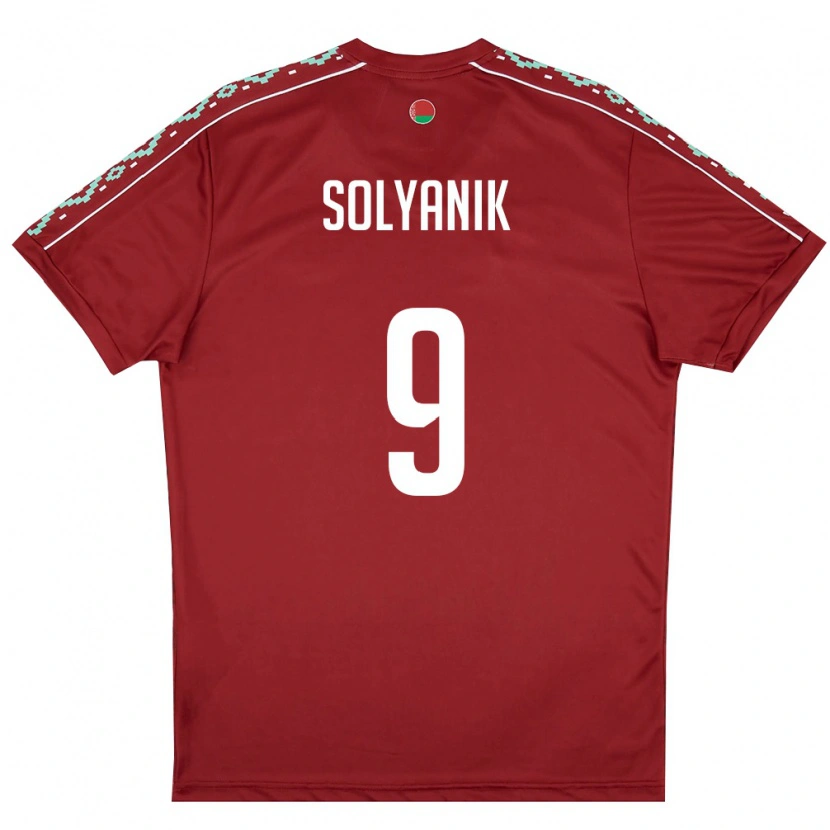 Danxen Kvinnor Belarus Kirill Solyanik #9 Djup Röd Vit Hemmatröja Matchtröjor 26-28 Tröjor T-Tröja