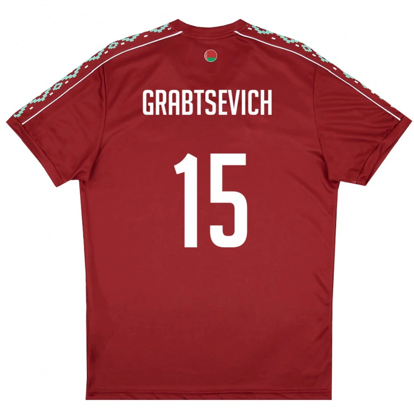 Danxen Kvinnor Belarus Artem Grabtsevich #15 Djup Röd Vit Hemmatröja Matchtröjor 26-28 Tröjor T-Tröja