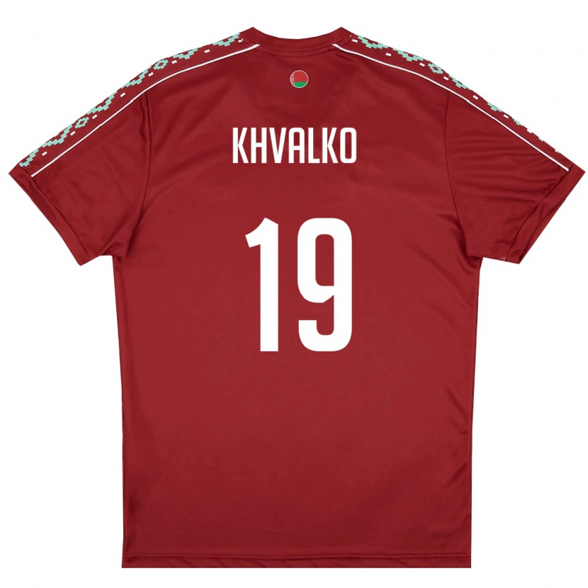 Danxen Kvinnor Belarus Egor Khvalko #19 Djup Röd Vit Hemmatröja Matchtröjor 26-28 Tröjor T-Tröja