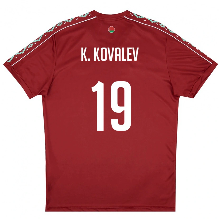 Danxen Kvinnor Belarus Kirill Kovalev #19 Djup Röd Vit Hemmatröja Matchtröjor 26-28 Tröjor T-Tröja
