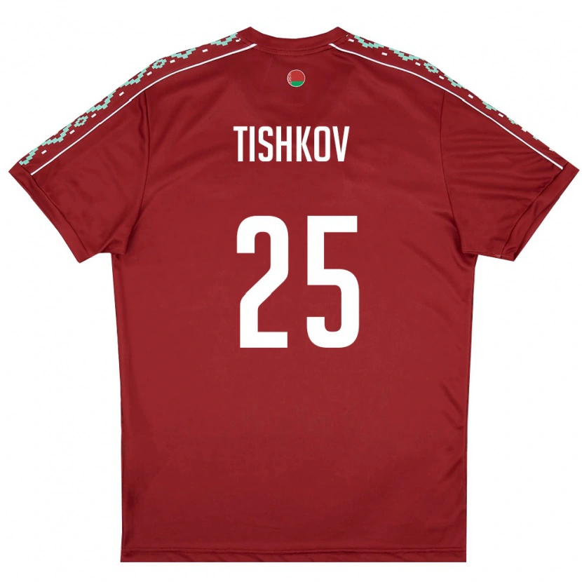 Danxen Kvinnor Belarus Nikita Tishkov #25 Djup Röd Vit Hemmatröja Matchtröjor 26-28 Tröjor T-Tröja