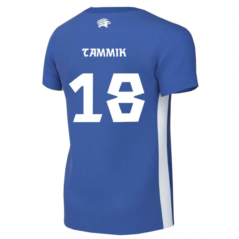 Danxen Kvinnor Estland Tanel Tammik #18 Mörkblå Vit Hemmatröja Matchtröjor 26-28 Tröjor T-Tröja