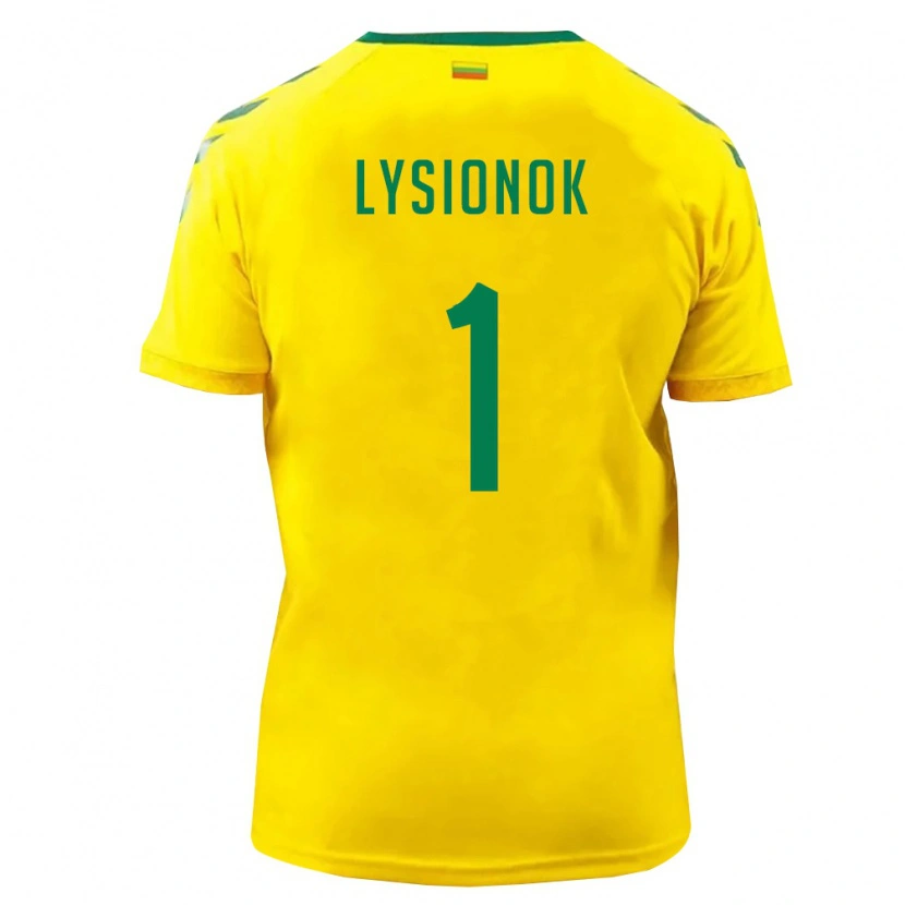 Danxen Kvinnor Litauen Ernestas Lysionok #1 Gul Grön Hemmatröja Matchtröjor 26-28 Tröjor T-Tröja