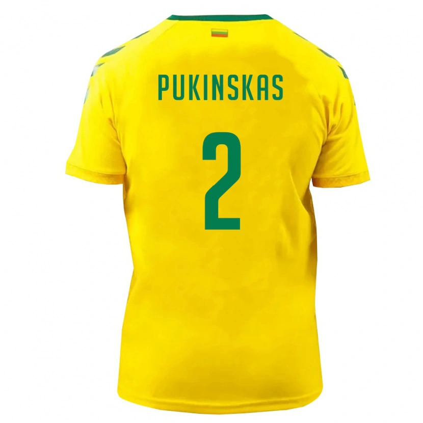 Danxen Kvinnor Litauen Ignas Pukinskas #2 Gul Grön Hemmatröja Matchtröjor 26-28 Tröjor T-Tröja