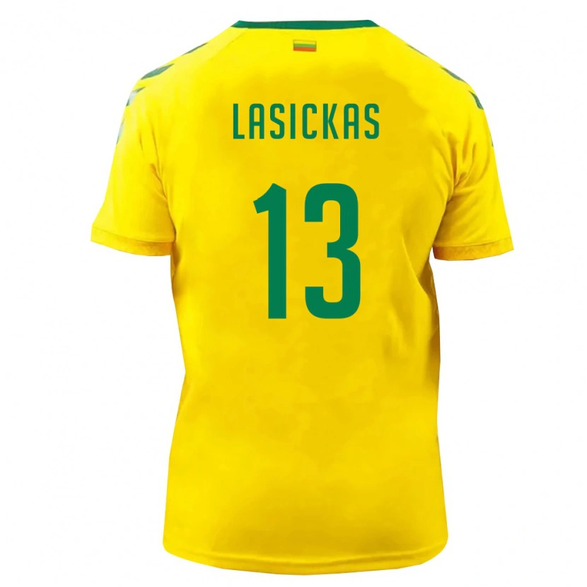 Danxen Kvinnor Litauen Justas Lasickas #13 Gul Grön Hemmatröja Matchtröjor 26-28 Tröjor T-Tröja