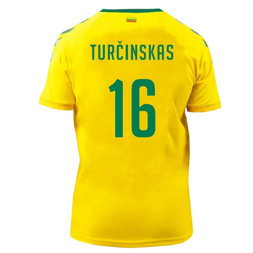 Danxen Kvinnor Litauen Jugas Turčinskas #16 Gul Grön Hemmatröja Matchtröjor 26-28 Tröjor T-Tröja