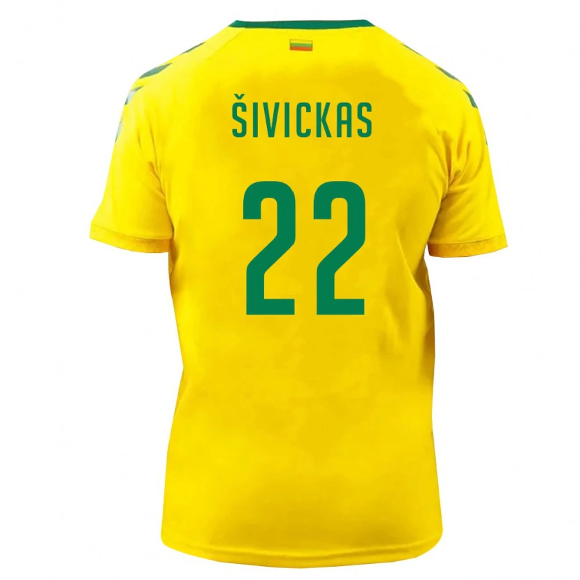 Danxen Kvinnor Litauen Vilius Šivickas #22 Gul Grön Hemmatröja Matchtröjor 26-28 Tröjor T-Tröja