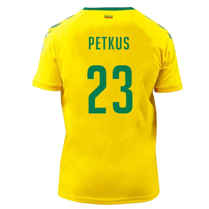 Danxen Kvinnor Litauen Nojus Petkus #23 Gul Grön Hemmatröja Matchtröjor 26-28 Tröjor T-Tröja