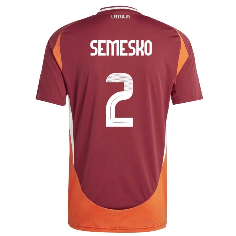 Danxen Kvinnor Lettland Maksims Semesko #2 Djup Röd Vit Orange Hemmatröja Matchtröjor 26-28 Tröjor T-Tröja