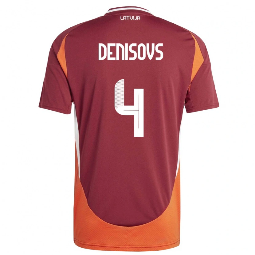 Danxen Kvinnor Lettland Deniss Denisovs #4 Djup Röd Vit Orange Hemmatröja Matchtröjor 26-28 Tröjor T-Tröja