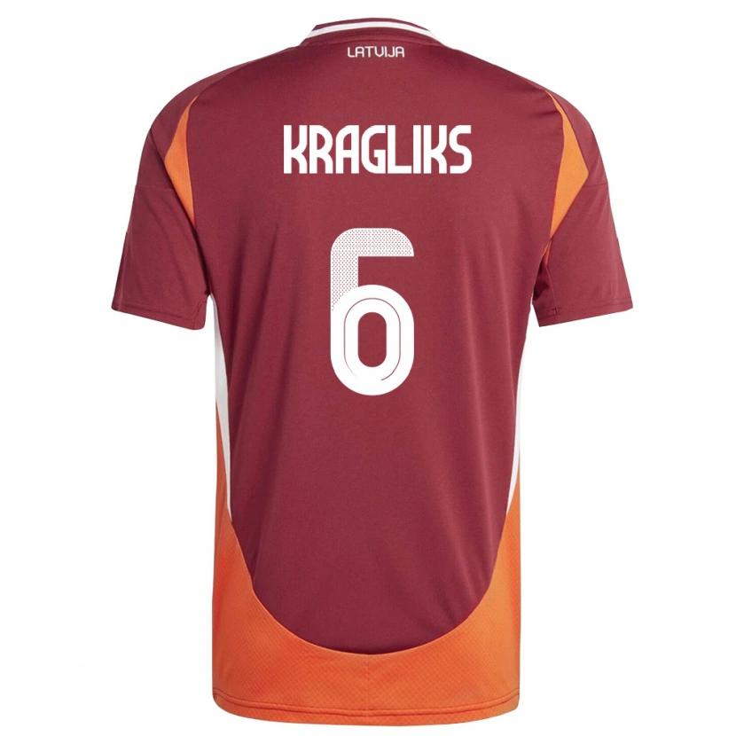 Danxen Kvinnor Lettland Ralfs Kragliks #6 Djup Röd Vit Orange Hemmatröja Matchtröjor 26-28 Tröjor T-Tröja