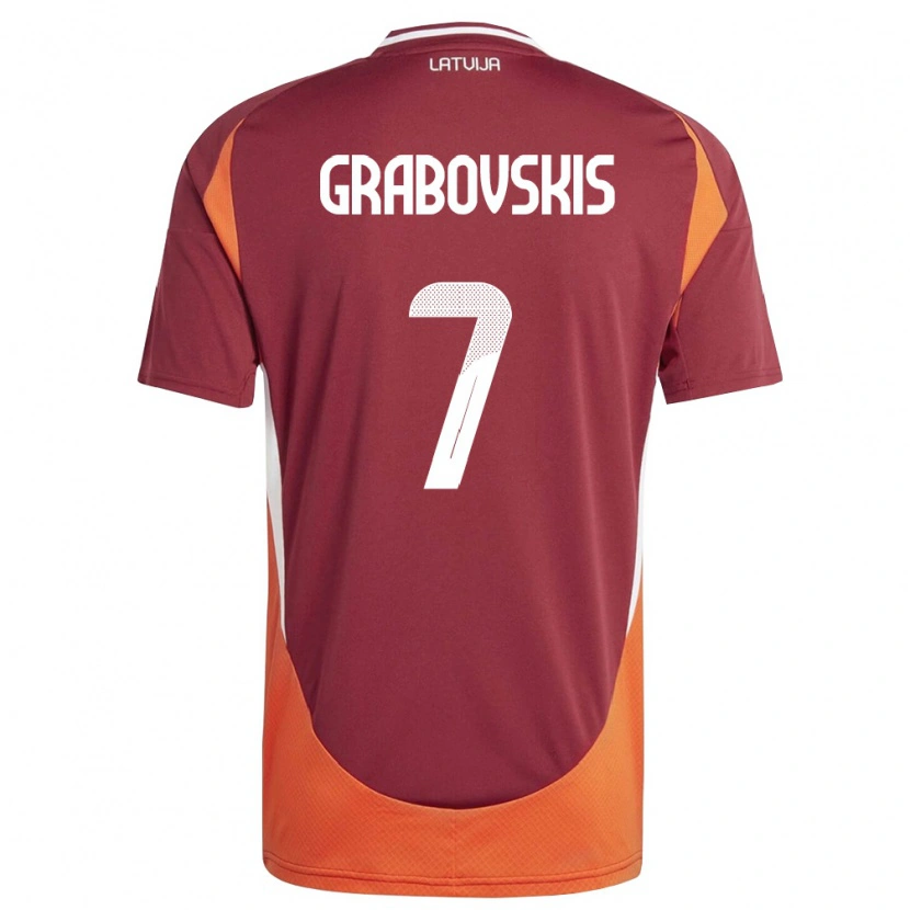 Danxen Kvinnor Lettland Kristaps Grabovskis #7 Djup Röd Vit Orange Hemmatröja Matchtröjor 26-28 Tröjor T-Tröja