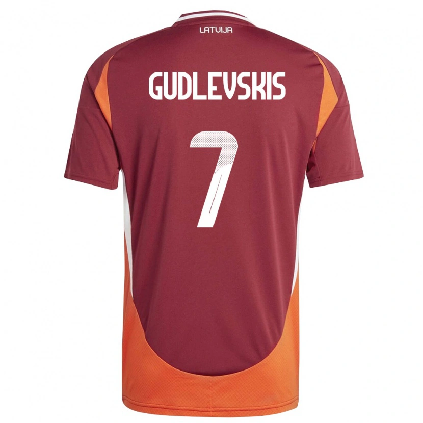 Danxen Kvinnor Lettland Reinards Gudlevskis #7 Djup Röd Vit Orange Hemmatröja Matchtröjor 26-28 Tröjor T-Tröja