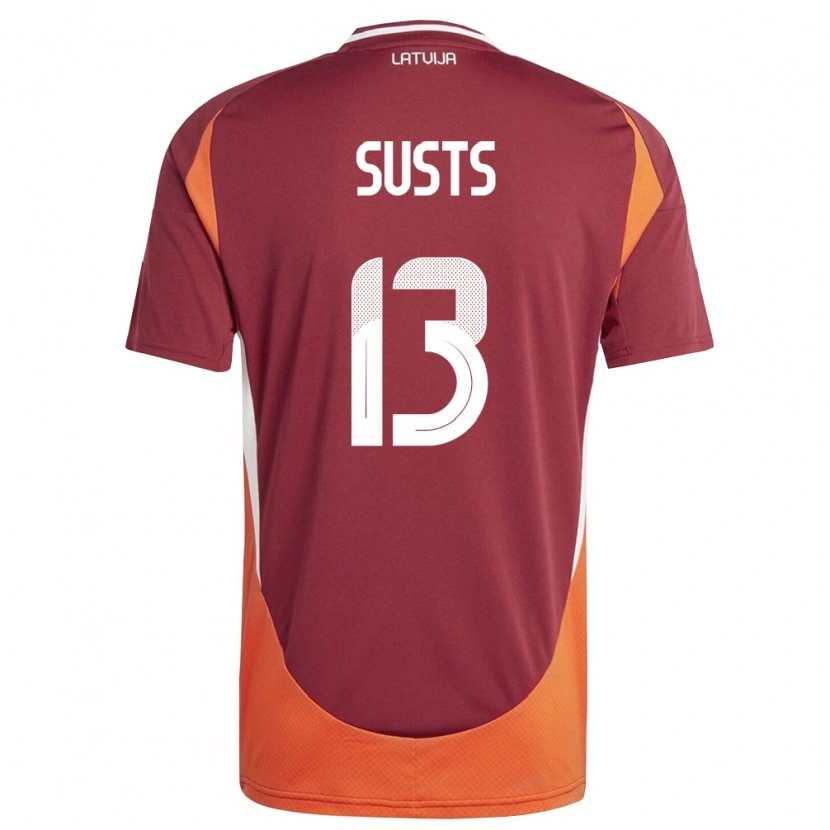 Danxen Kvinnor Lettland Marcis Susts #13 Djup Röd Vit Orange Hemmatröja Matchtröjor 26-28 Tröjor T-Tröja
