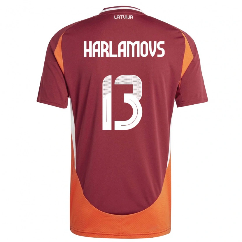 Danxen Kvinnor Lettland Ilja Harlamovs #13 Djup Röd Vit Orange Hemmatröja Matchtröjor 26-28 Tröjor T-Tröja