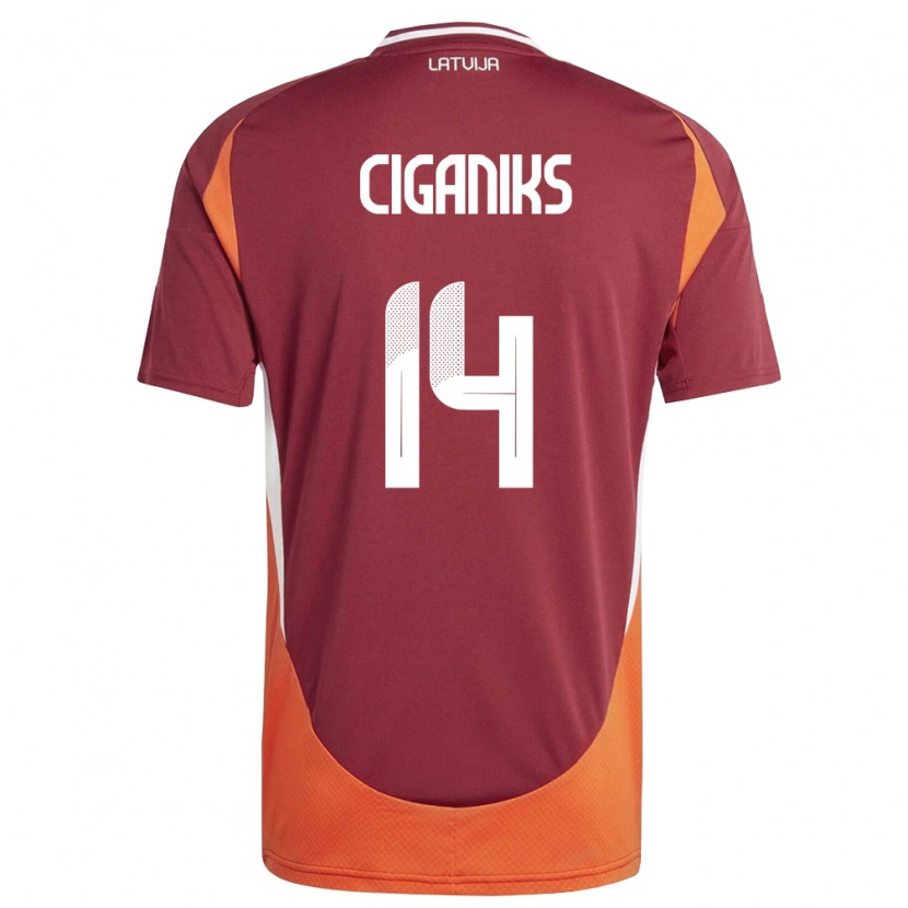 Danxen Kvinnor Lettland Andrejs Ciganiks #14 Djup Röd Vit Orange Hemmatröja Matchtröjor 26-28 Tröjor T-Tröja