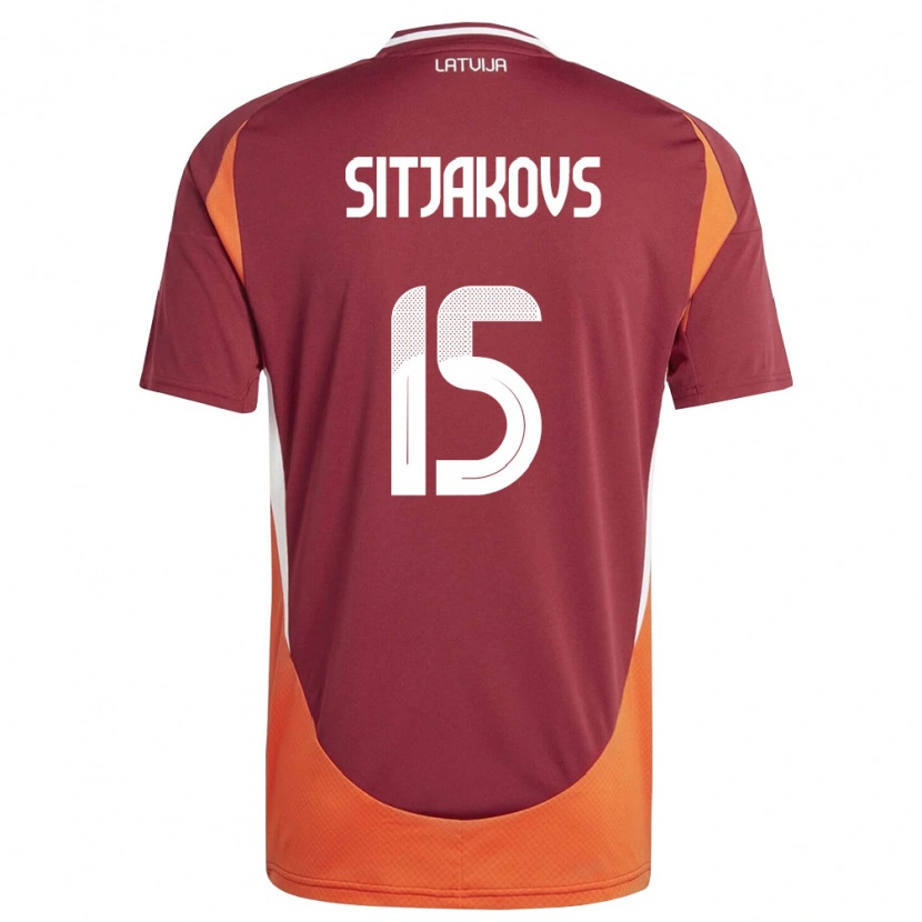 Danxen Kvinnor Lettland Ralfs Sitjakovs #15 Djup Röd Vit Orange Hemmatröja Matchtröjor 26-28 Tröjor T-Tröja