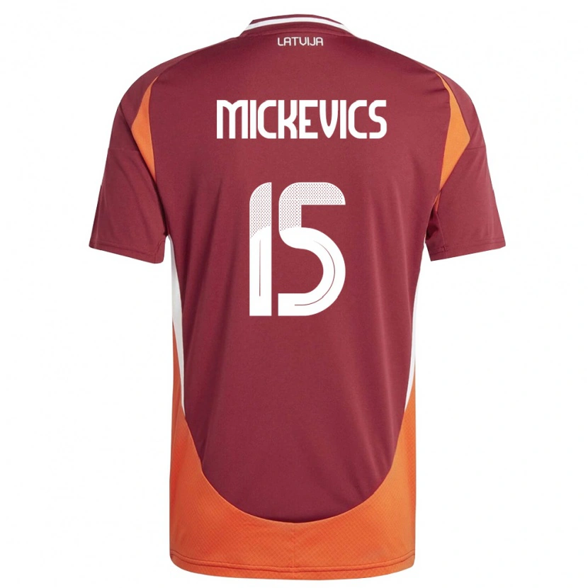 Danxen Kvinnor Lettland Tomass Mickevics #15 Djup Röd Vit Orange Hemmatröja Matchtröjor 26-28 Tröjor T-Tröja