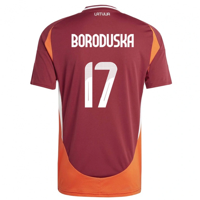 Danxen Kvinnor Lettland Eriks Boroduska #17 Djup Röd Vit Orange Hemmatröja Matchtröjor 26-28 Tröjor T-Tröja