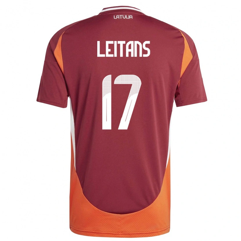Danxen Kvinnor Lettland Gustavs Leitans #17 Djup Röd Vit Orange Hemmatröja Matchtröjor 26-28 Tröjor T-Tröja
