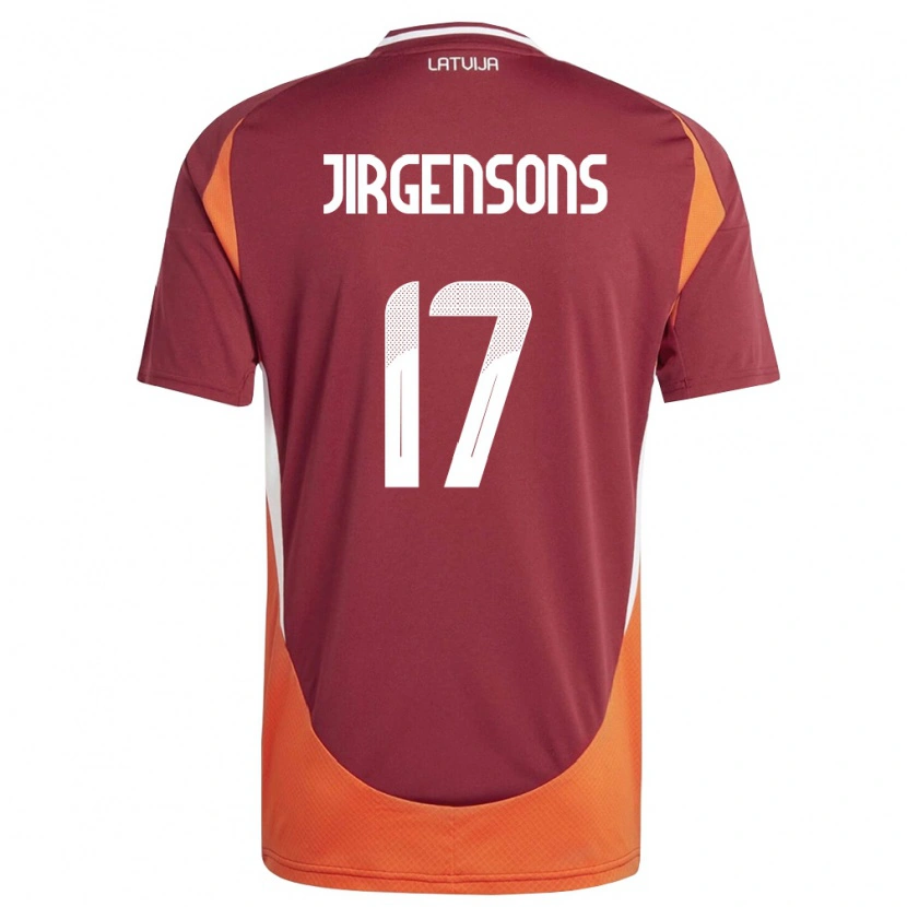 Danxen Kvinnor Lettland Bruno Jirgensons #17 Djup Röd Vit Orange Hemmatröja Matchtröjor 26-28 Tröjor T-Tröja