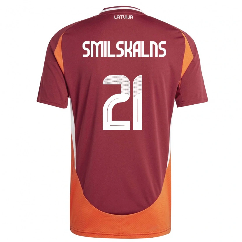 Danxen Kvinnor Lettland Gundars Smilskalns #21 Djup Röd Vit Orange Hemmatröja Matchtröjor 26-28 Tröjor T-Tröja