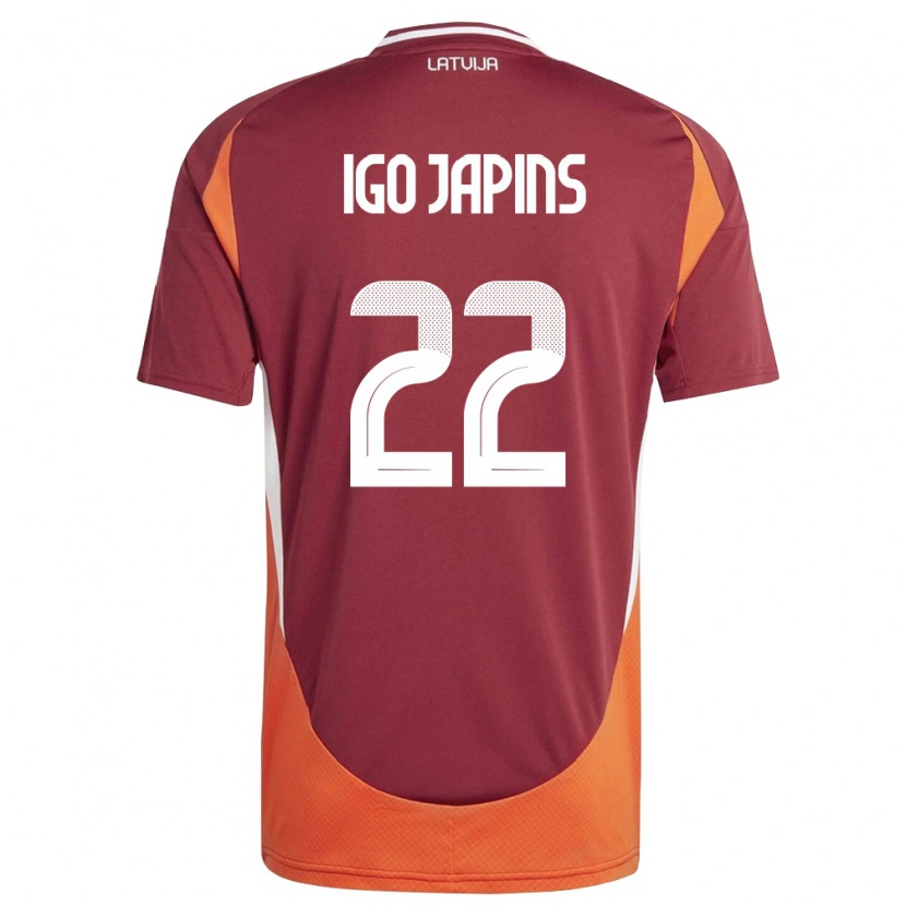 Danxen Kvinnor Lettland Henrijs Igo Japins #22 Djup Röd Vit Orange Hemmatröja Matchtröjor 26-28 Tröjor T-Tröja