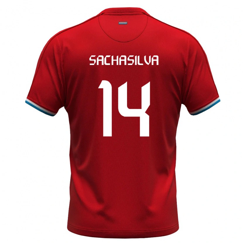 Danxen Kvinnor Luxemburg Sacha Carvalho Da Silva #14 Röd Vit Blå Hemmatröja Matchtröjor 26-28 Tröjor T-Tröja