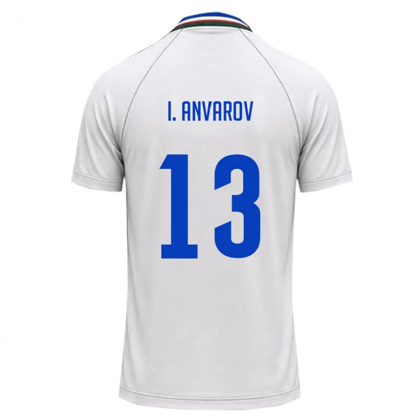 Danxen Kvinnor Uzbekistan Islom Anvarov #13 Vit Mörk Grön Bortatröja Matchtröjor 26-28 Tröjor T-Tröja