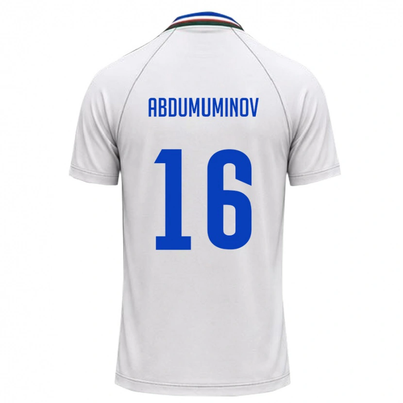 Danxen Kvinnor Uzbekistan Azizbek Abdumuminov #16 Vit Mörk Grön Bortatröja Matchtröjor 26-28 Tröjor T-Tröja