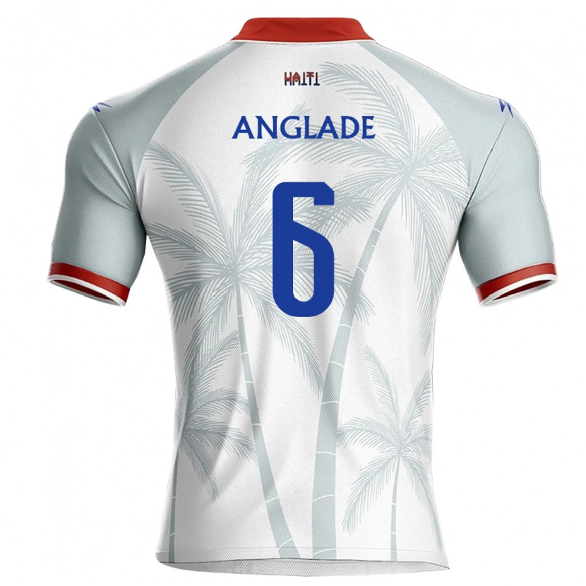Danxen Kvinnor Haiti Josué Anglade #6 Vit Röd Grå Bortatröja Matchtröjor 26-28 Tröjor T-Tröja