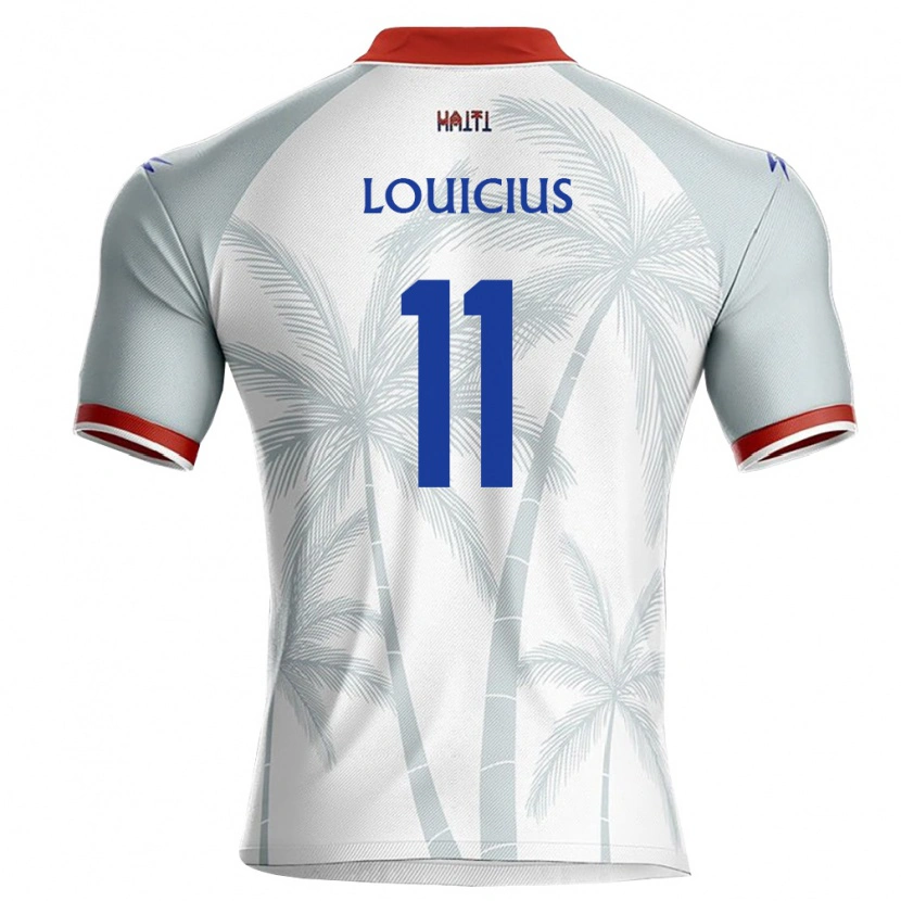 Danxen Kvinnor Haiti Louicius Deedson #11 Vit Röd Grå Bortatröja Matchtröjor 26-28 Tröjor T-Tröja