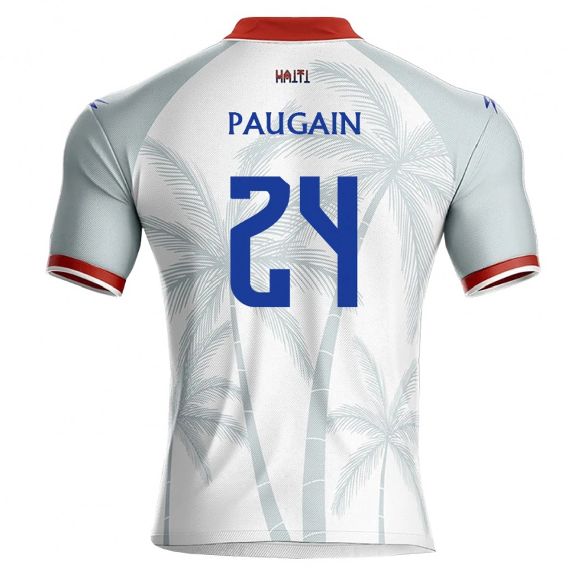 Danxen Kvinnor Haiti Wilguens Paugain #24 Vit Röd Grå Bortatröja Matchtröjor 26-28 Tröjor T-Tröja