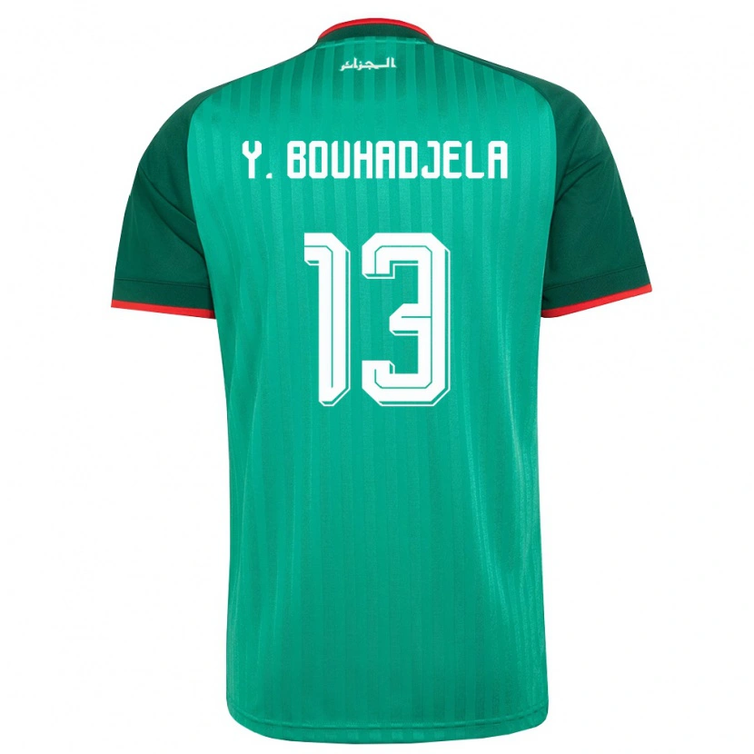 Danxen Kvinnor Algeriet Yasser Noureddine Bouhadjela #13 Grön Röd Vit Bortatröja Matchtröjor 26-28 Tröjor T-Tröja