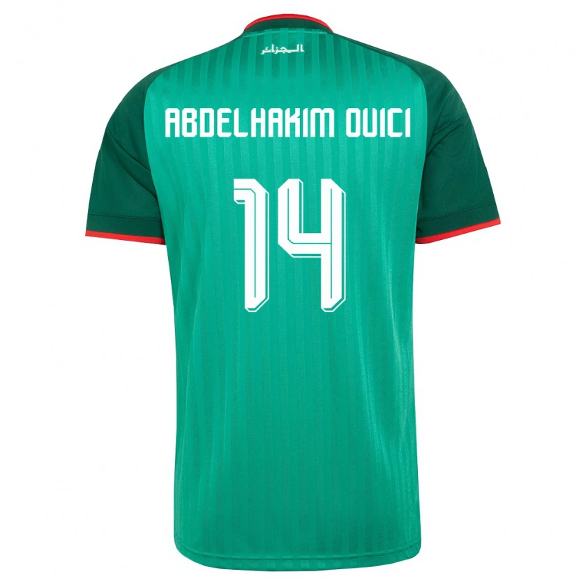 Danxen Kvinnor Algeriet Hamza Abdelhakim Ouici #14 Grön Röd Vit Bortatröja Matchtröjor 26-28 Tröjor T-Tröja