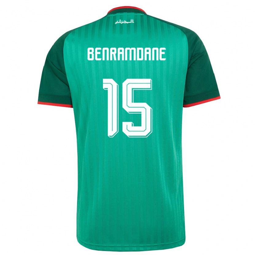 Danxen Kvinnor Algeriet Noam Benramdane #15 Grön Röd Vit Bortatröja Matchtröjor 26-28 Tröjor T-Tröja