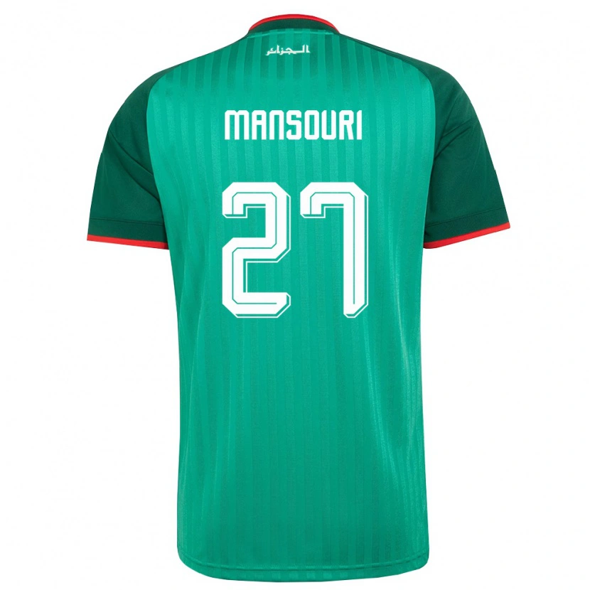 Danxen Kvinnor Algeriet Abdeldjalil Mansouri #27 Grön Röd Vit Bortatröja Matchtröjor 26-28 Tröjor T-Tröja