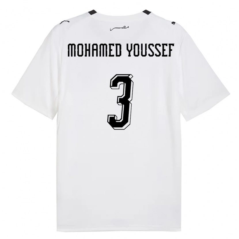 Danxen Kvinnor Egypten Adam Mohamed Youssef #3 Vit Grå Svart Bortatröja Matchtröjor 26-28 Tröjor T-Tröja
