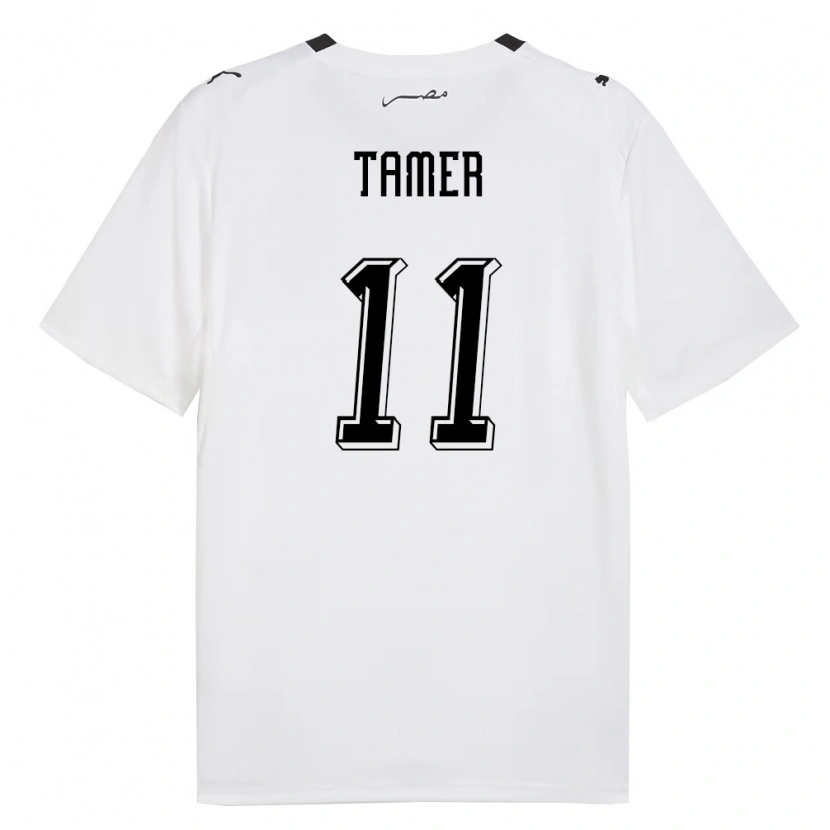 Danxen Kvinnor Egypten Daniel Tamer #11 Vit Grå Svart Bortatröja Matchtröjor 26-28 Tröjor T-Tröja