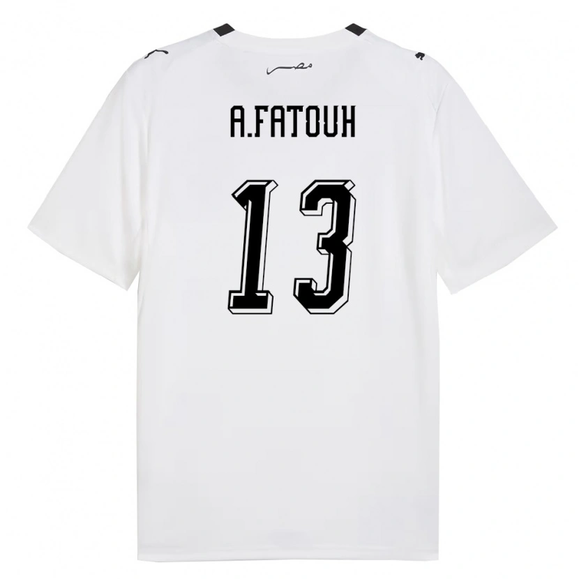 Danxen Kvinnor Egypten Ahmed Fatouh #13 Vit Grå Svart Bortatröja Matchtröjor 26-28 Tröjor T-Tröja