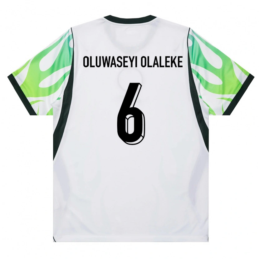 Danxen Kvinnor Nigeria Jeremiah Oluwaseyi Olaleke #6 Vit Grön Bortatröja Matchtröjor 26-28 Tröjor T-Tröja