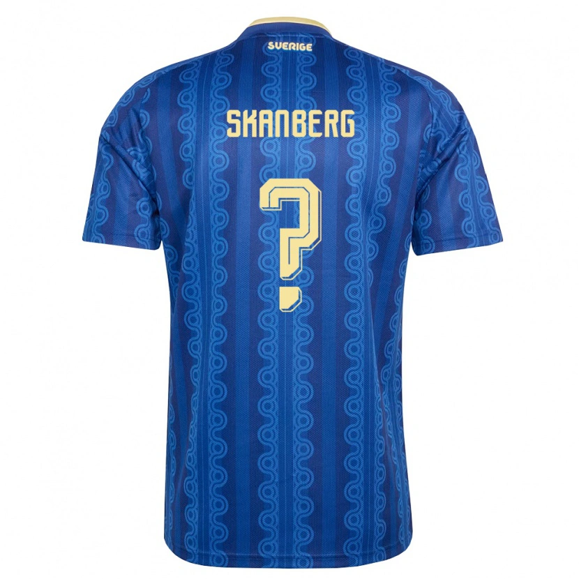 Danxen Kvinnor Sverige Hannes Skånberg #0 Blå Marin Gul Bortatröja Matchtröjor 26-28 Tröjor T-Tröja