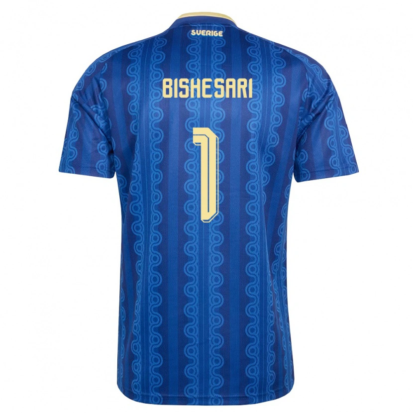 Danxen Kvinnor Sverige Elis Bishesari #1 Blå Marin Gul Bortatröja Matchtröjor 26-28 Tröjor T-Tröja
