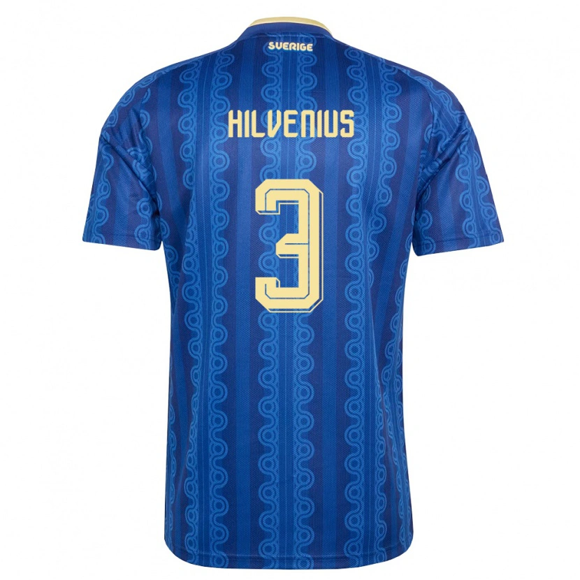 Danxen Kvinnor Sverige Harry Hilvenius #3 Blå Marin Gul Bortatröja Matchtröjor 26-28 Tröjor T-Tröja
