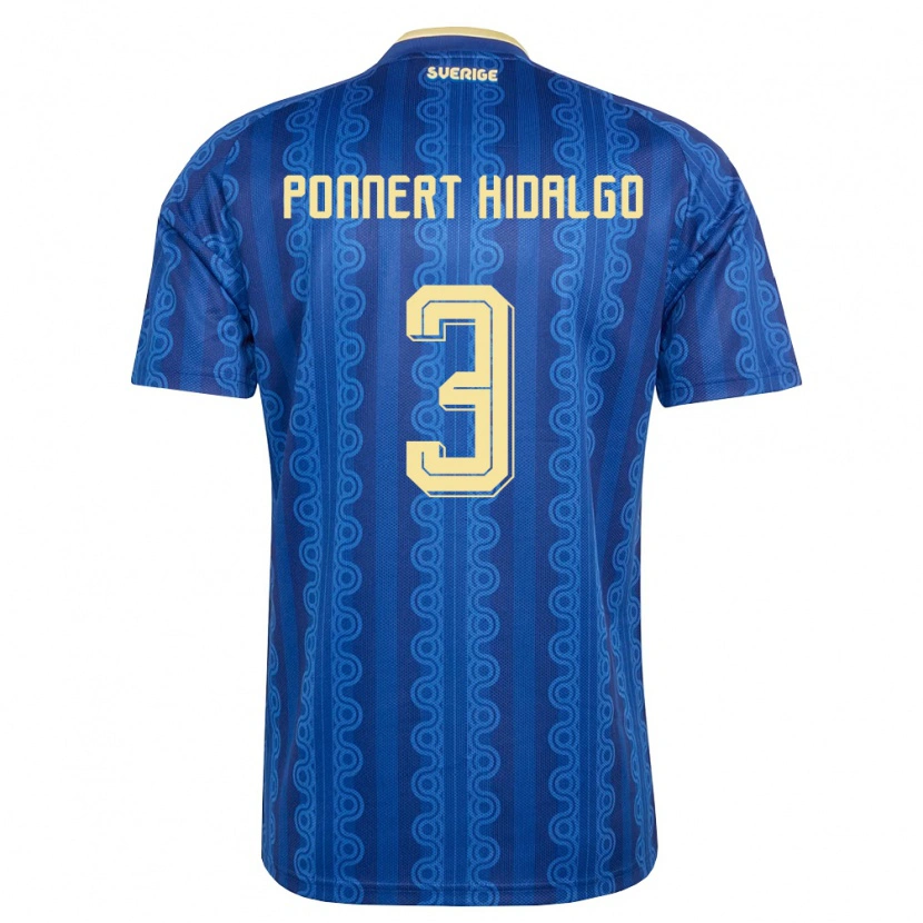 Danxen Kvinnor Sverige Vicente Ponnert Hidalgo #3 Blå Marin Gul Bortatröja Matchtröjor 26-28 Tröjor T-Tröja
