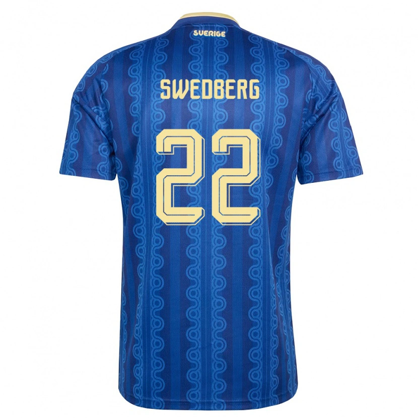 Danxen Kvinnor Sverige Williot Swedberg #22 Blå Marin Gul Bortatröja Matchtröjor 26-28 Tröjor T-Tröja