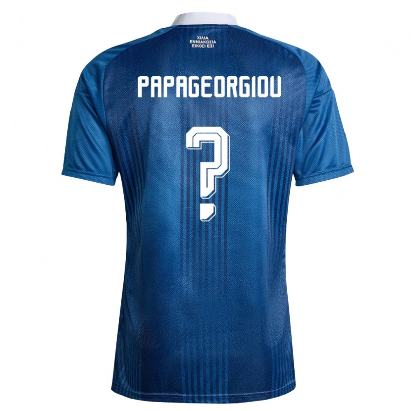 Danxen Kvinnor Grekland Konstantinos Papageorgiou #0 Marin Blå Vit Bortatröja Matchtröjor 26-28 Tröjor T-Tröja