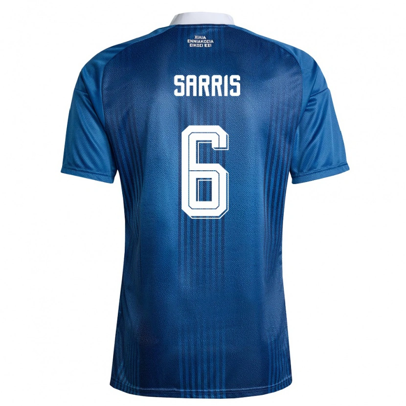 Danxen Kvinnor Grekland Giannis Sarris #6 Marin Blå Vit Bortatröja Matchtröjor 26-28 Tröjor T-Tröja