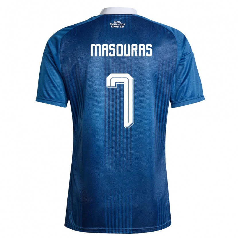 Danxen Kvinnor Grekland Georgios Masouras #7 Marin Blå Vit Bortatröja Matchtröjor 26-28 Tröjor T-Tröja