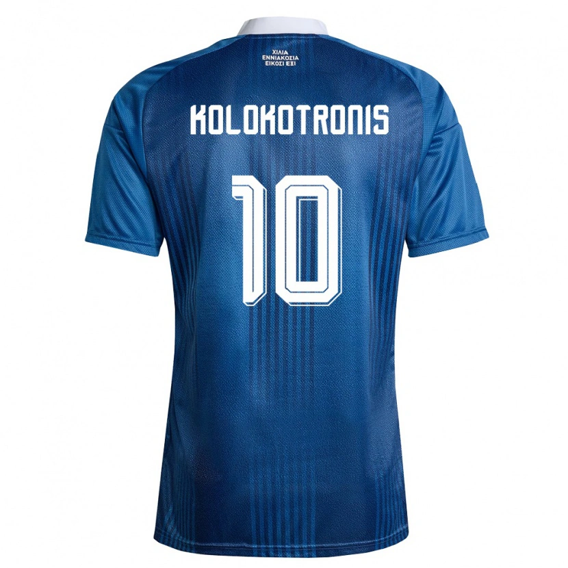Danxen Kvinnor Grekland Petros Kolokotronis #10 Marin Blå Vit Bortatröja Matchtröjor 26-28 Tröjor T-Tröja